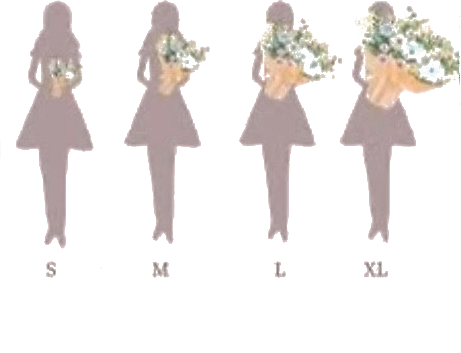 Mixed bouquet sizes — Small, Medium, Large, and X-Large